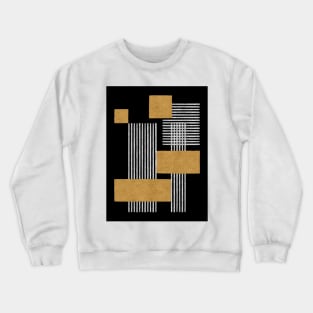 Stripes and Square Composition - Black Gold Crewneck Sweatshirt